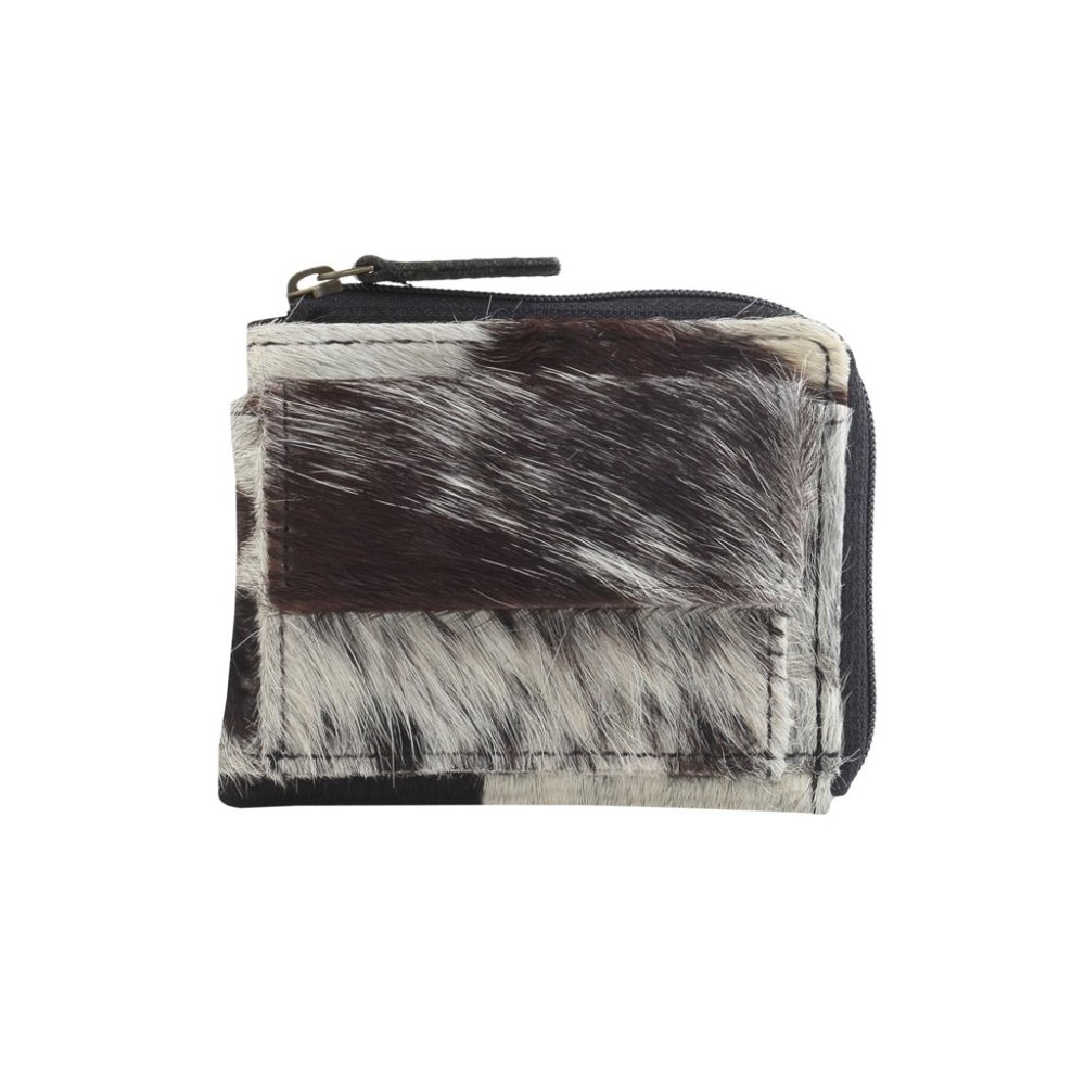 SILKY TOUCH LEATHER AND HAIR-ON COIN PURSE
